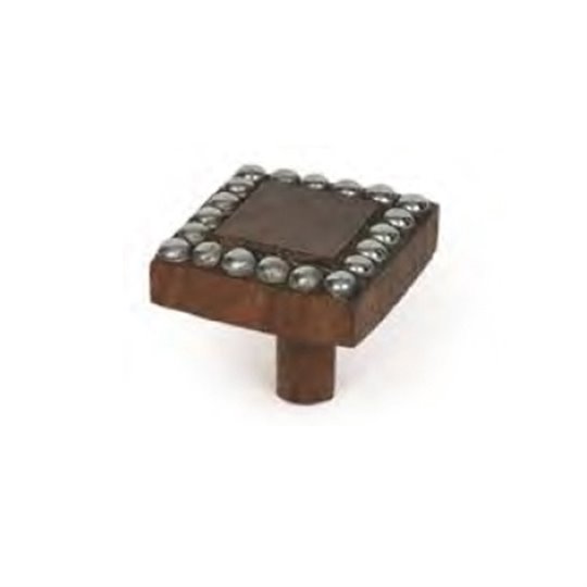Poignée de meubles bouton carré chêne & métal 37mm