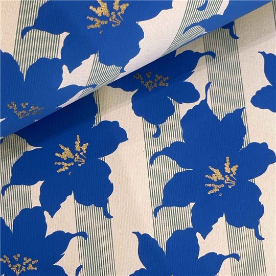 Papier indien Fleurs Exotiques Bleues