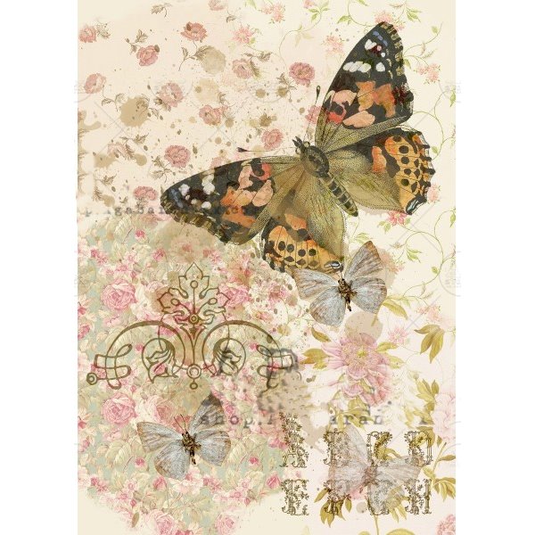 Papier de riz AB Studio A4 papillon