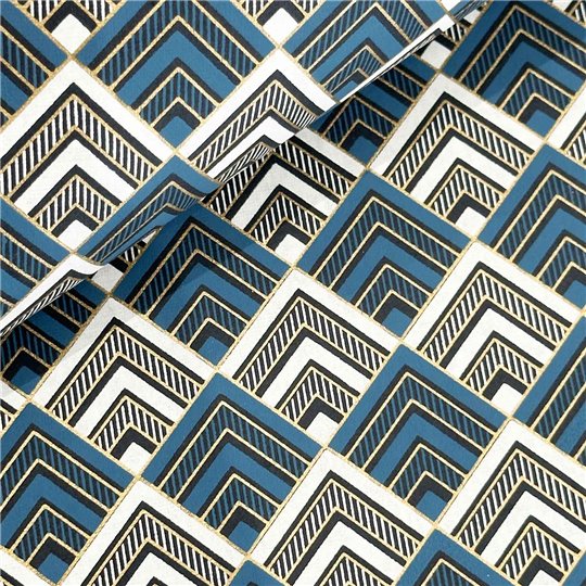 Papier indien motifs Niche bleu or blanc