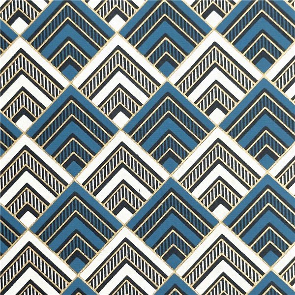Papier indien motifs Niche bleu or blanc
