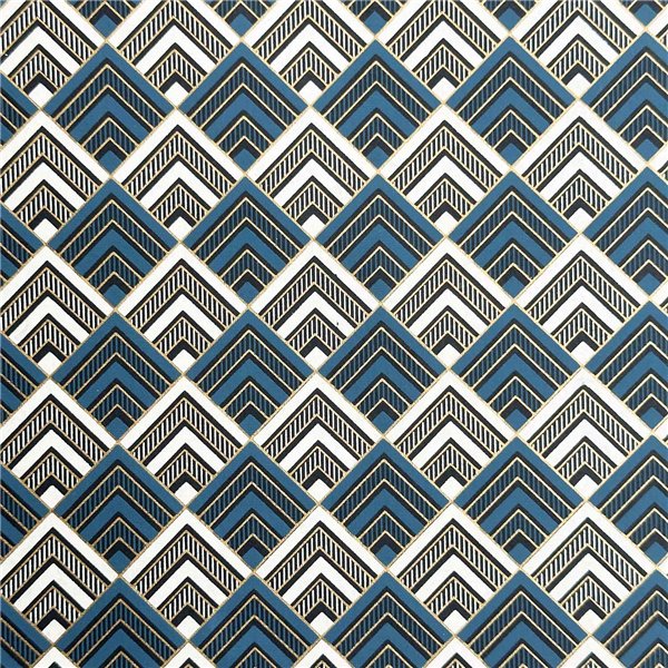 Papier indien motifs Niche bleu or blanc