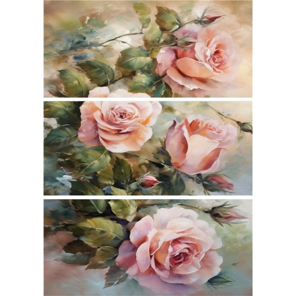 Papier de riz découpage Dixie Belle Blushing Roses A1 59.4x84cm