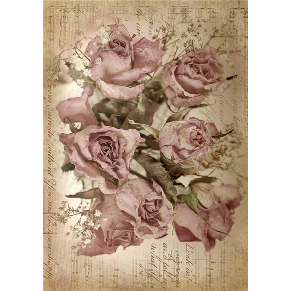 Papier de riz découpage Dixie Belle Sepia Rose Song A1 59.4x84cm
