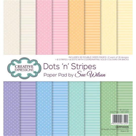 Papier scrapbooking assortiment Creative Expressions Dots 'n' Stripes 24fe 20x22