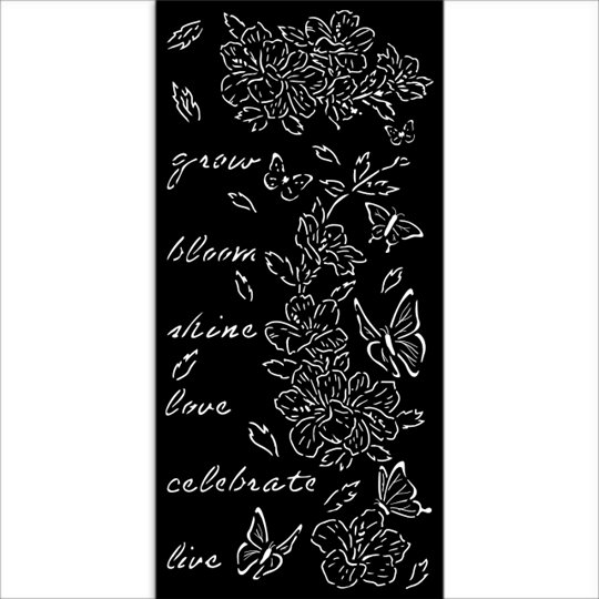 Pochoir scrapbooking Stamperia Create Happiness Secret Diary flowers and butterfly 12x25cm