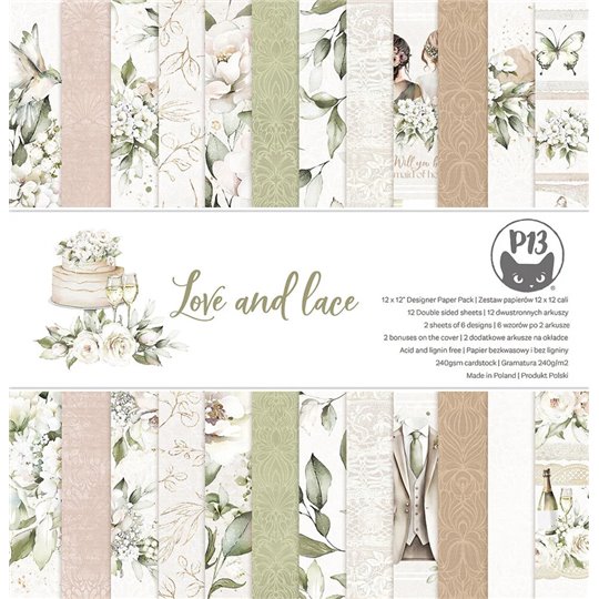 Papier scrapbooking assortiment Love and Lace recto verso 30x30 12fe