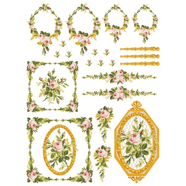 Paint Inlay Transfert IOD Petite Fleur Rose 4fe 40x30cm – Edition limitée