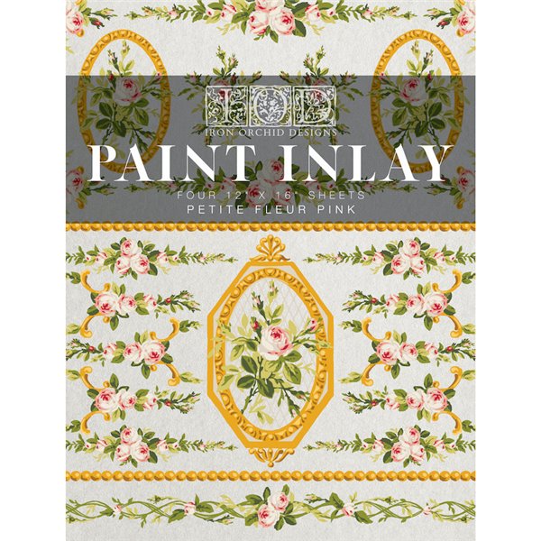 Paint Inlay Transfert IOD Petite Fleur Rose 4fe 40x30cm – Edition limitée