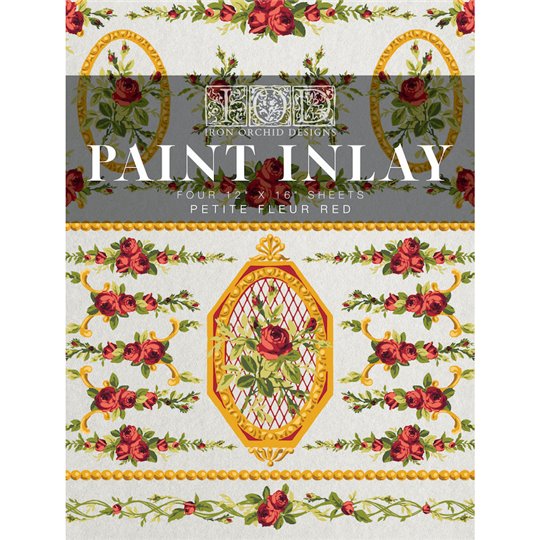 Paint Inlay Transfert IOD Petite Fleur Rouge 4fe 40x30cm – Edition limitée