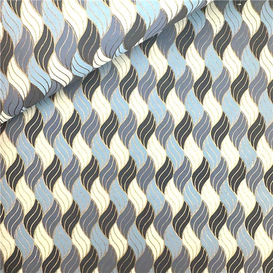 Papier indien Wax Vagues dégradée Bleu