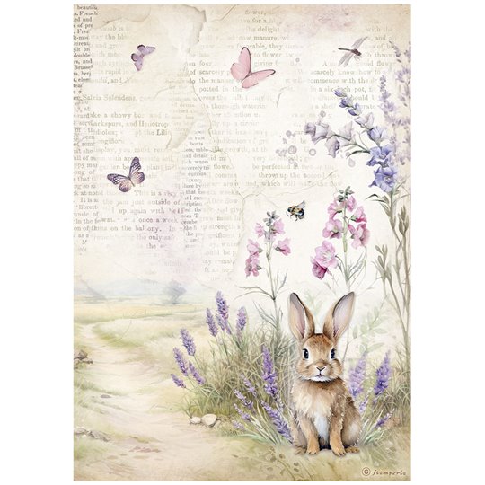 Papier de riz Stamperia Lavande lapin A4