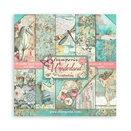 Papier scrapbooking assortiment Wonderland Stamperia 10f 20x20