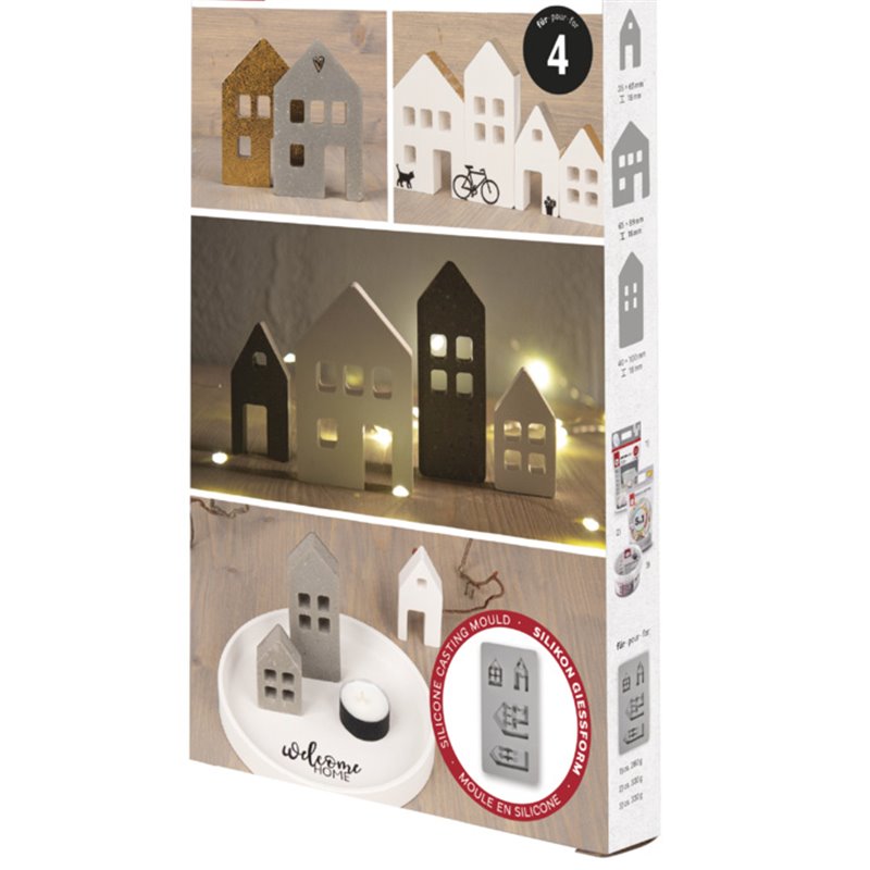 Moule En Silicone Maison De Noël - Pour Création Bougeoirs, Décorations En Plâtre - DIY Familial, Réutilisable - Qualité Alimentaire