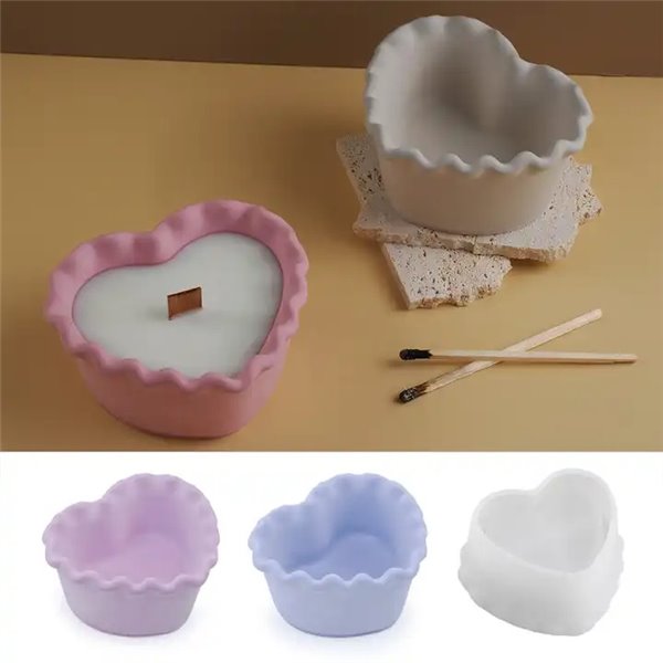 Moule silicone décoratif coeur dentelé 10x10x10cm