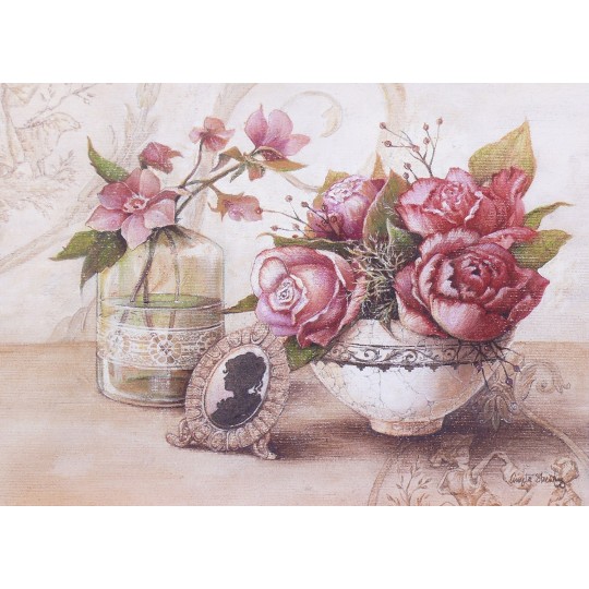 Carte d'art maison shabby chic fleurs roses rose Carte d'art maison shabby chic fleurs roses rose