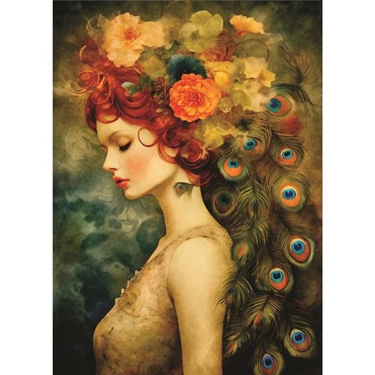 Papier de riz découpé femme irlandaise 45x30cm