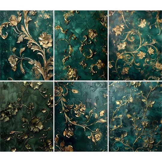 Papier de riz gaufré vert pour découpage A4 6 pièces