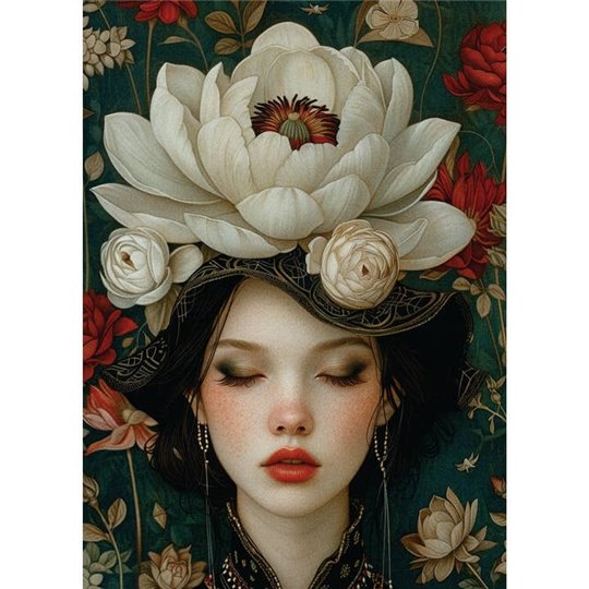 Papier de riz pour découpage portrait de lotus asiatique 45x30cm