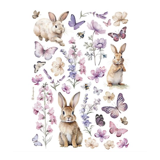 Papier de riz Stamperia Bunny and buttlerfly A4