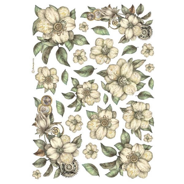 Papier de riz Stamperia White Flowers A4