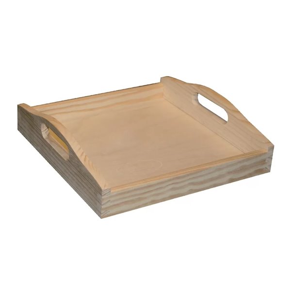 Plateau carré en bois 24x24x6,5cm