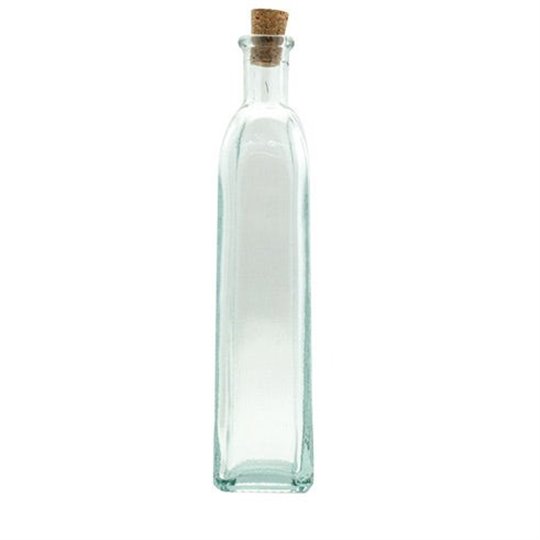Bouteille carrée en verre 17.5cm