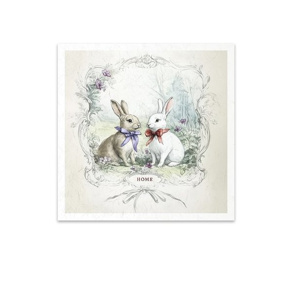 Set de 6 Papiers de riz assortiment Duo lapin 15x15cm