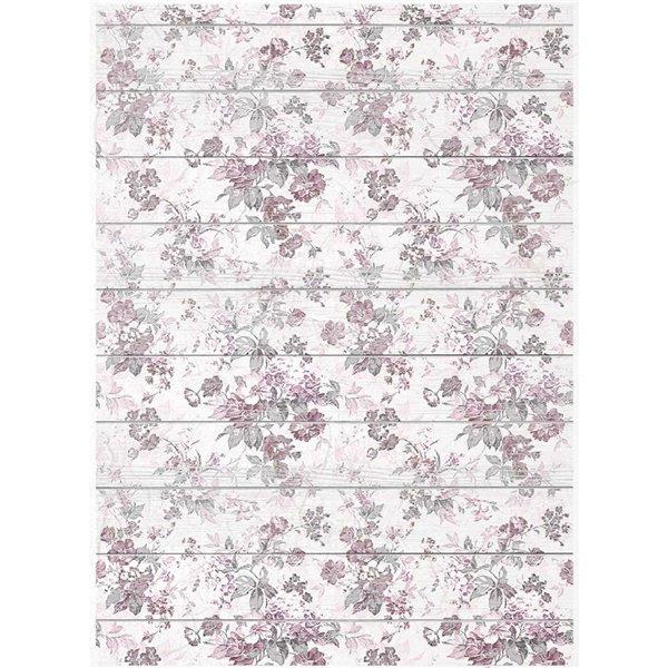 Papier de riz fond Floral rose A4 