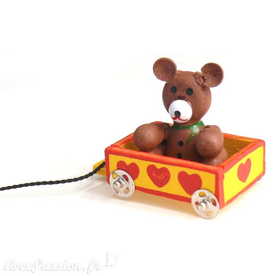 Miniature vitrine cariole avec ours 2x3.5cm Miniature vitrine cariole avec ours 2x3.5cm