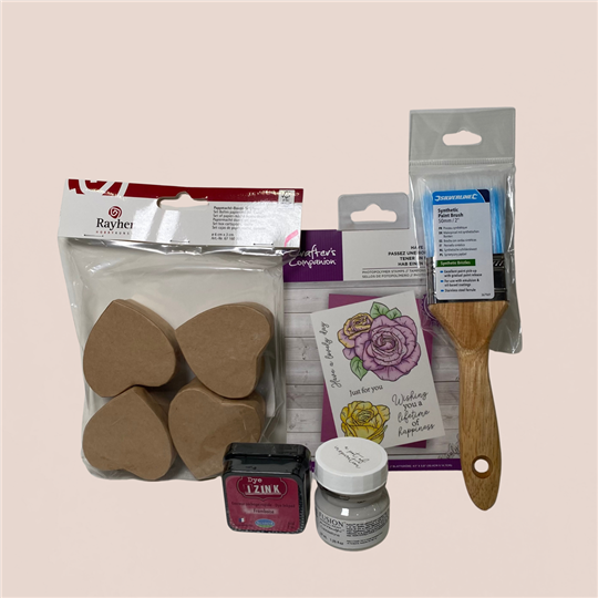 Pack Créatif Tampons & Encre sur boite coeur