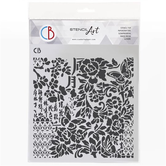 Pochoir scrapbooking Ciao Bella Harmonious Flowering 20x20cm