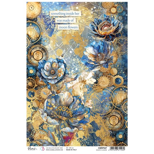 Papier de riz Ciao Bella A4 Moon's flowers