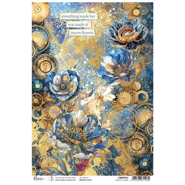 Papier de riz Ciao Bella A4 Moon's flowers