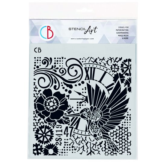 Pochoir scrapbooking Ciao Bella Clockwork Whimsy 20x20cm