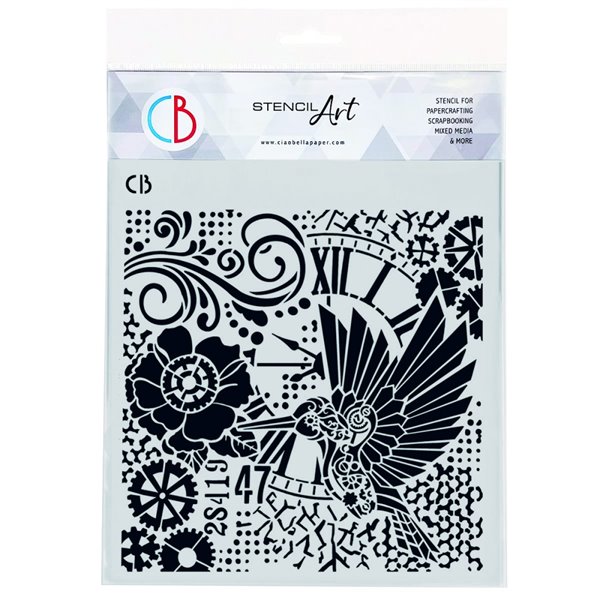 Pochoir scrapbooking Ciao Bella Clockwork Whimsy 20x20cm