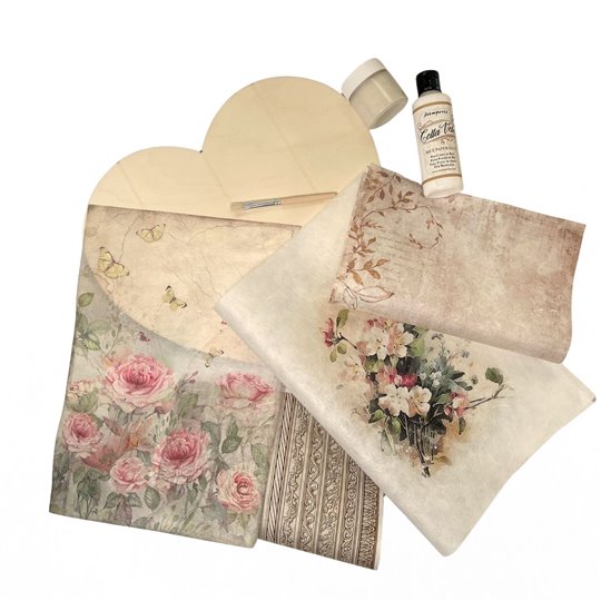 Pack Créatif Amusez vous avec du Papier de Riz sur coeur