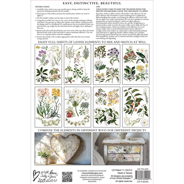 Transfert pelliculable IOD Sarah Featon's Botanicals Xfe xcm