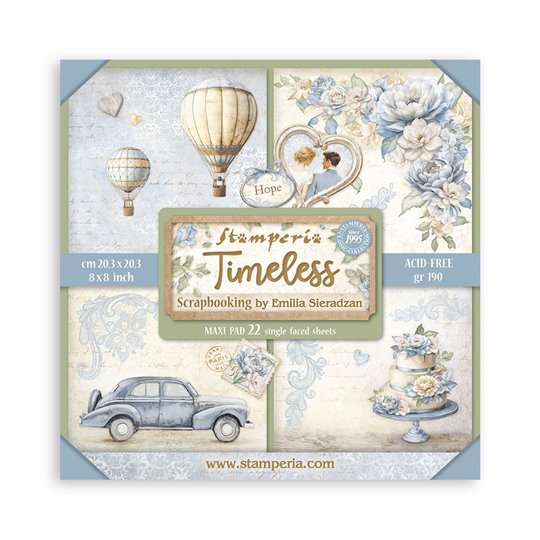 Papier scrapbooking assortiment Stamperia 22f 20x20 Face unique Timeless