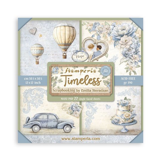 Papier scrapbooking assortiment Stamperia 22f 30x30 Timeless