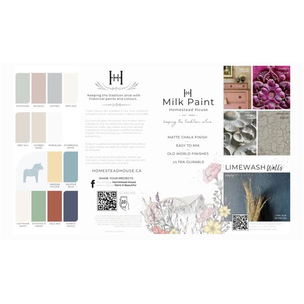 Nuancier 78 couleurs Homestead House peintures au lait 