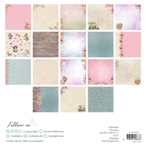 Papier scrapbooking assortiment Creative Craftlab Felicia Essentials 36fe 20x20