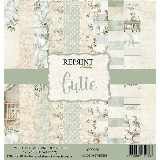 Papier scrapbooking assortiment Reprint Hobby Cutie recto verso 30x30 10fe
