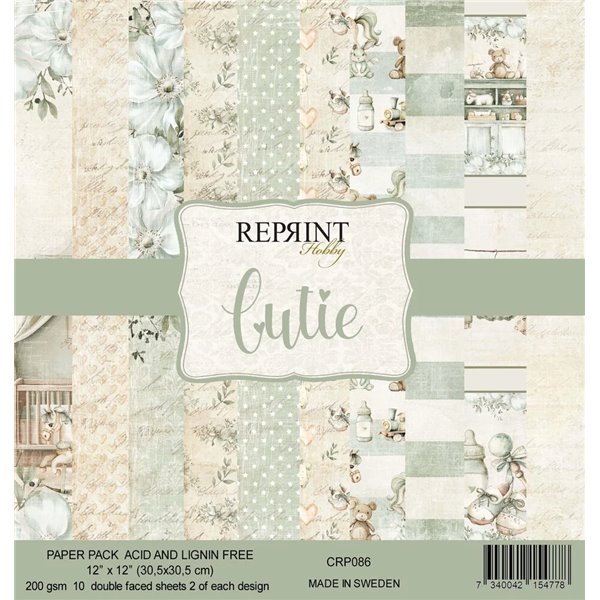 Papier scrapbooking assortiment Reprint Hobby Cutie recto verso 30x30 10fe