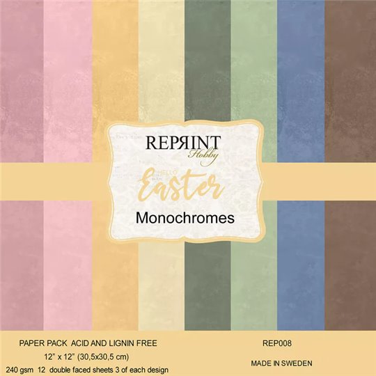 Papier cartonné scrapbooking assortiment Reprint Hobby Hello Easter recto verso 30x30 12fe