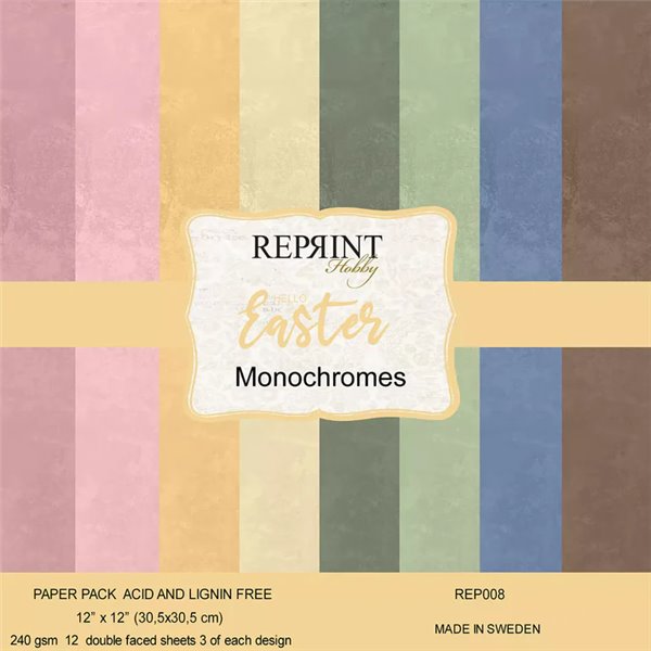 Papier cartonné scrapbooking assortiment Reprint Hobby Hello Easter recto verso 30x30 12fe