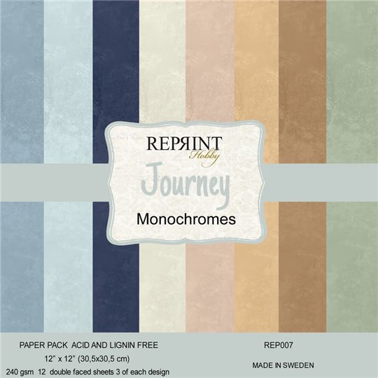 Papier cartonné scrapbooking assortiment Reprint Hobby Journey recto verso 30x30 12fe