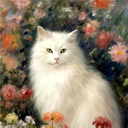 Papier de riz mûrier Chat Blanc A3