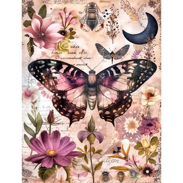 Papier de riz Oiseaux et Papillons A4 x6