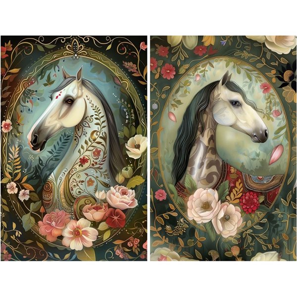 Papier de riz mûrier camée cheval A4 x6